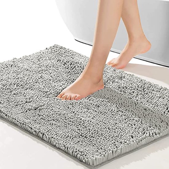 Badmat TPR Antislip - 90x60cm - Absorberende Badmat - Badkamermat - Douchemat - Licht grijs - Extra Zwaar - SEVEND®