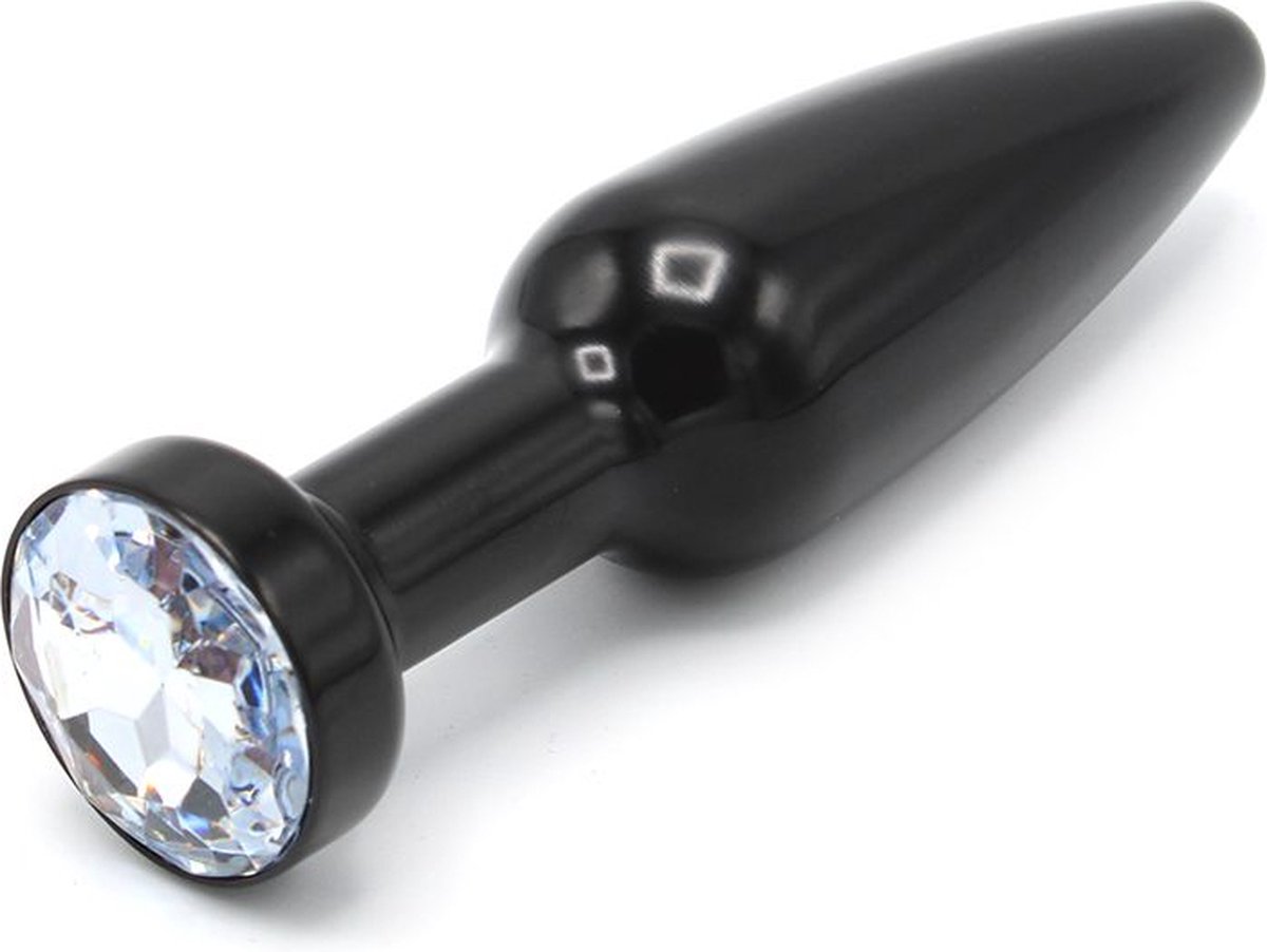 Goedkoopste Aluminum Buttplug met kristal - zwart