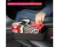 Autostoel Gap Filler Multifunctionele Autostoel Organizer Console Zijvak Opbergdoos met bekerhouder Verbeterde Organizer Tussen Voorstoelen 1pc (Zwart)