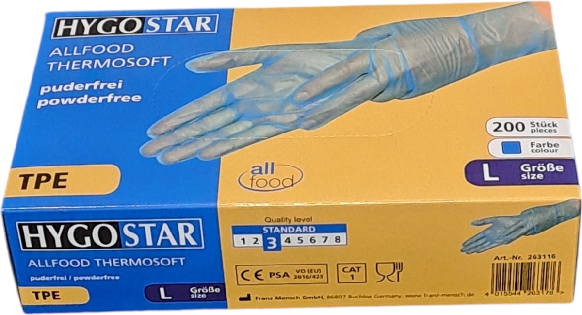 Goedkoopste Hygostar TPE wegwerp handschoen blauw - maat L - 200 stuks - latexvrij