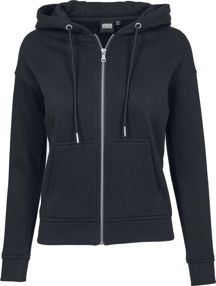 Urban Classics Classic Zip Hoody Dames Vest met capuchon – XS Zwart