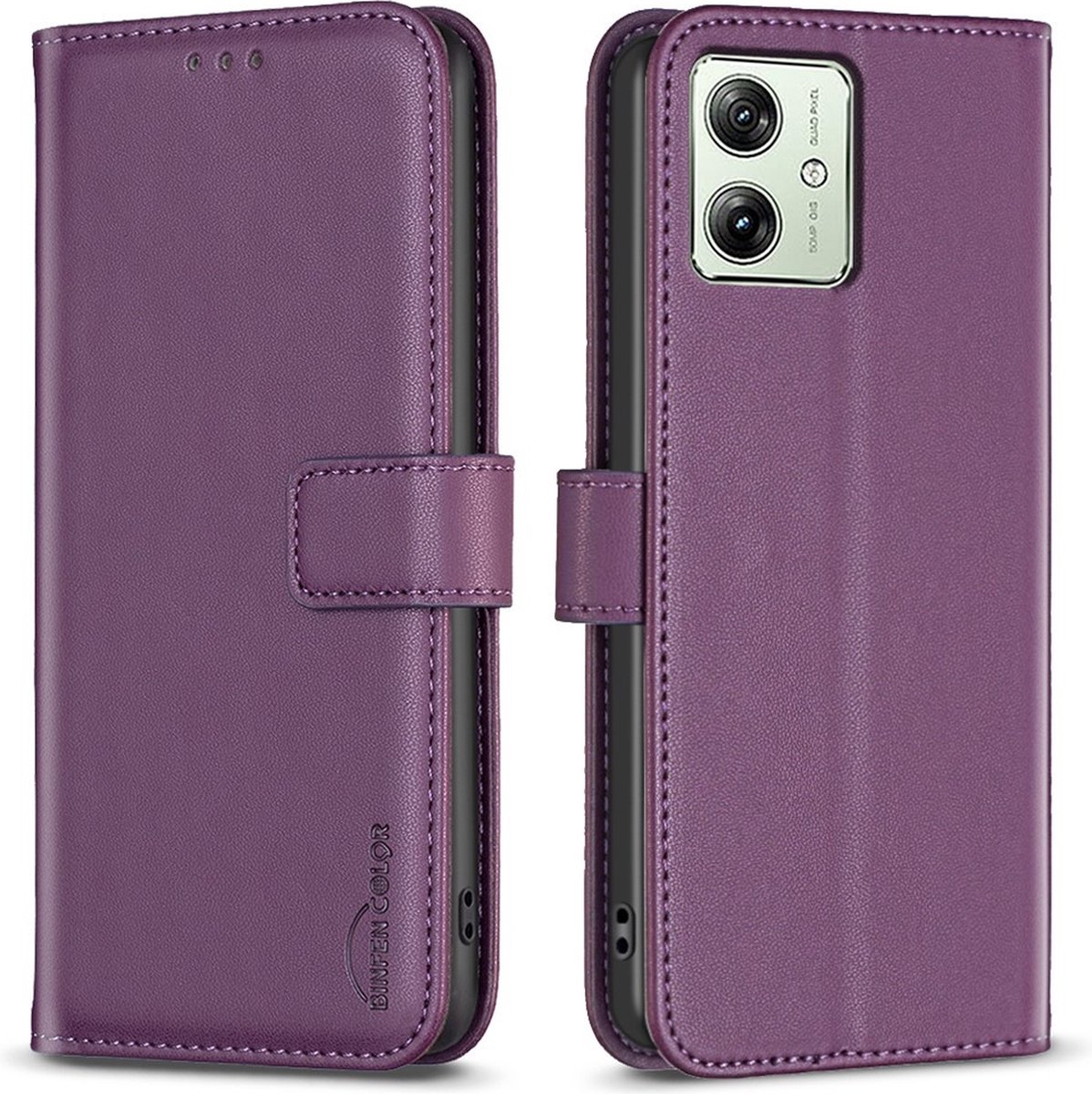 BINFEN Hoesje - Geschikt voor Motorola Moto G54 Hoesje - BINFEN Book Case - Paars