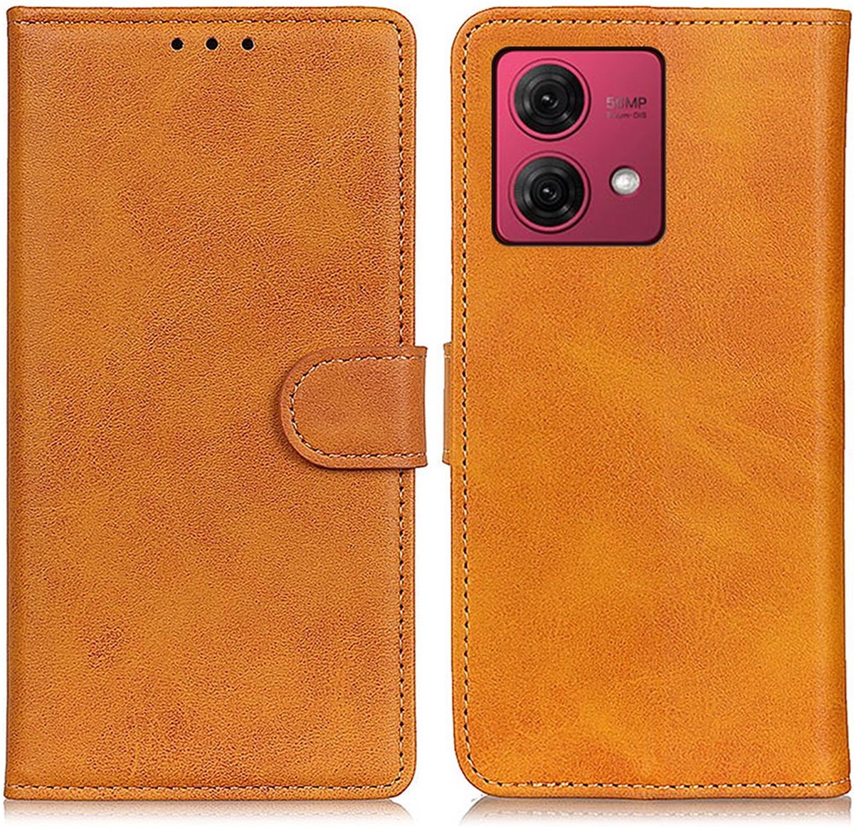 Coverup Hoesje - Geschikt voor Motorola Moto G84 Hoesje - Coverup Luxe Book Case - Bruin