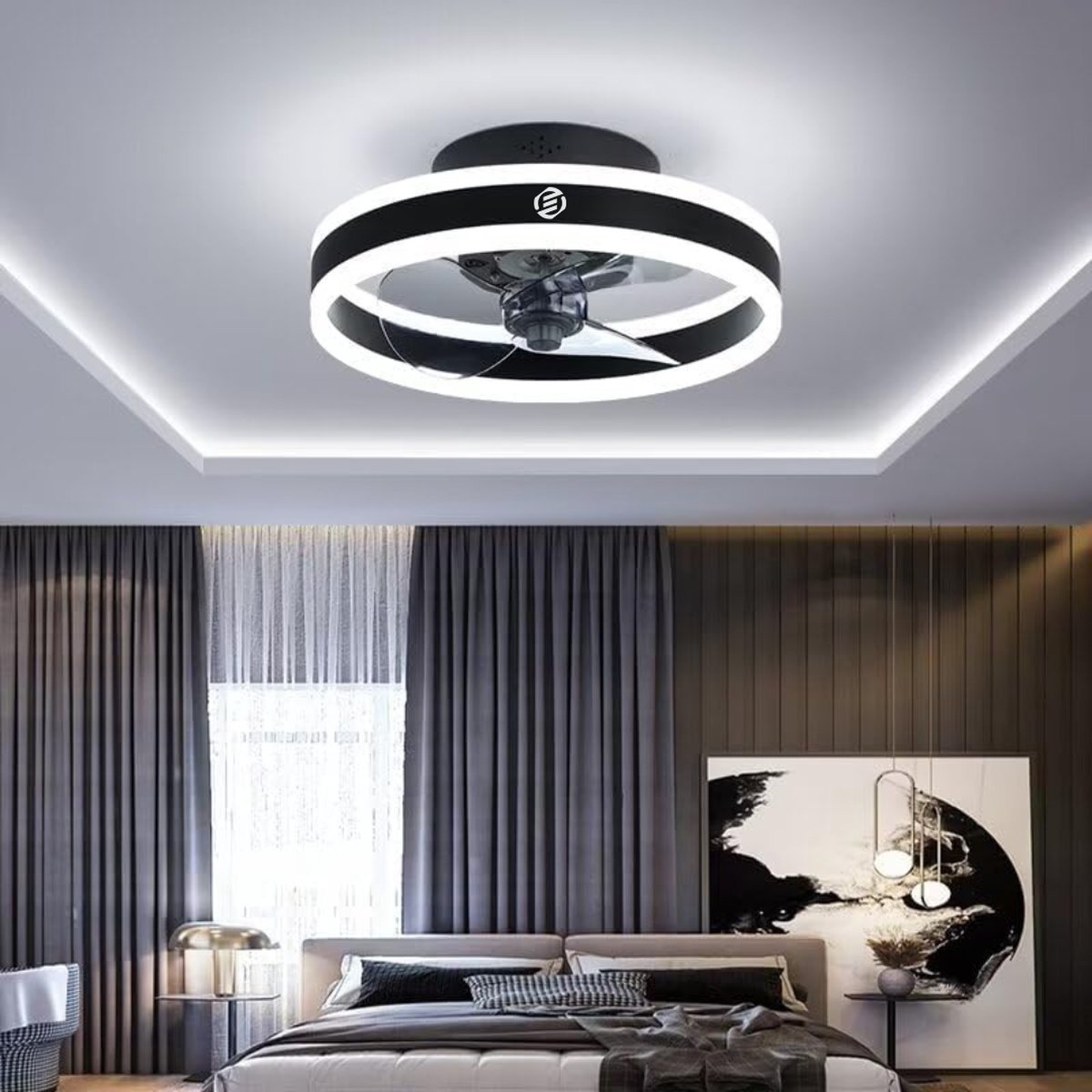 Equivera Plafonniere met Ventilator - Plafondventilator - Plafondventilator Afstandsbediening - Plafondventilator Slaapkamer - Plafond Ventilator met Verlichting - Plafondlamp - Plafonniere - Ideaal voor in uw slaapkamer!