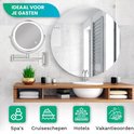 Spiegel ideaal voor gasten in spa's, cruiseschepen, hotels en vakantieoorden. Zilverkleurige spiegel met LED ring.