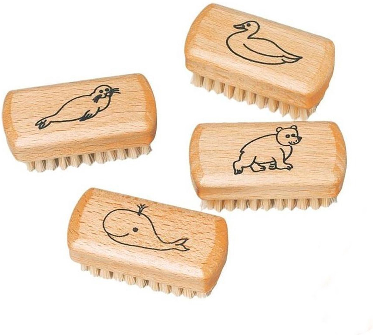 NAGELBORSTEL KINDER HOUT MET DIEREN PRINT REDECKER  1 STUK