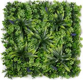 Dracaena Rosa Orchidee kunstheg – 50x50cm - 4 stuks - Kunstmatige plantenwand zonder patroon, kunstplanten wand, wandbegrüning, kunstmatige heg voor binnengebruik, groene wand van kunstplanten