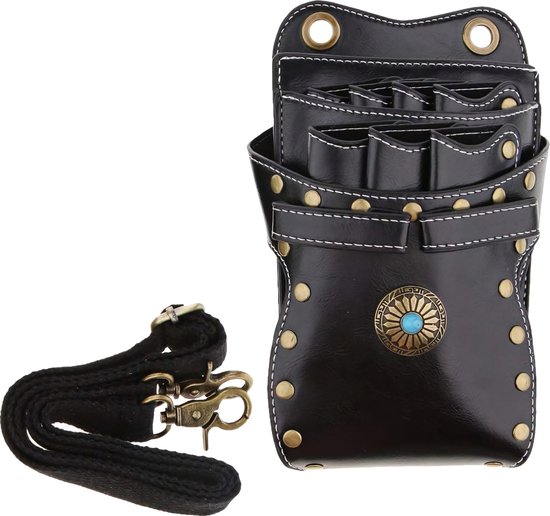 Somstyle Kapperstas - 13 x 21.5 CM - Kappers Heuptas - PU Leer - Scharen Holster - Zwart