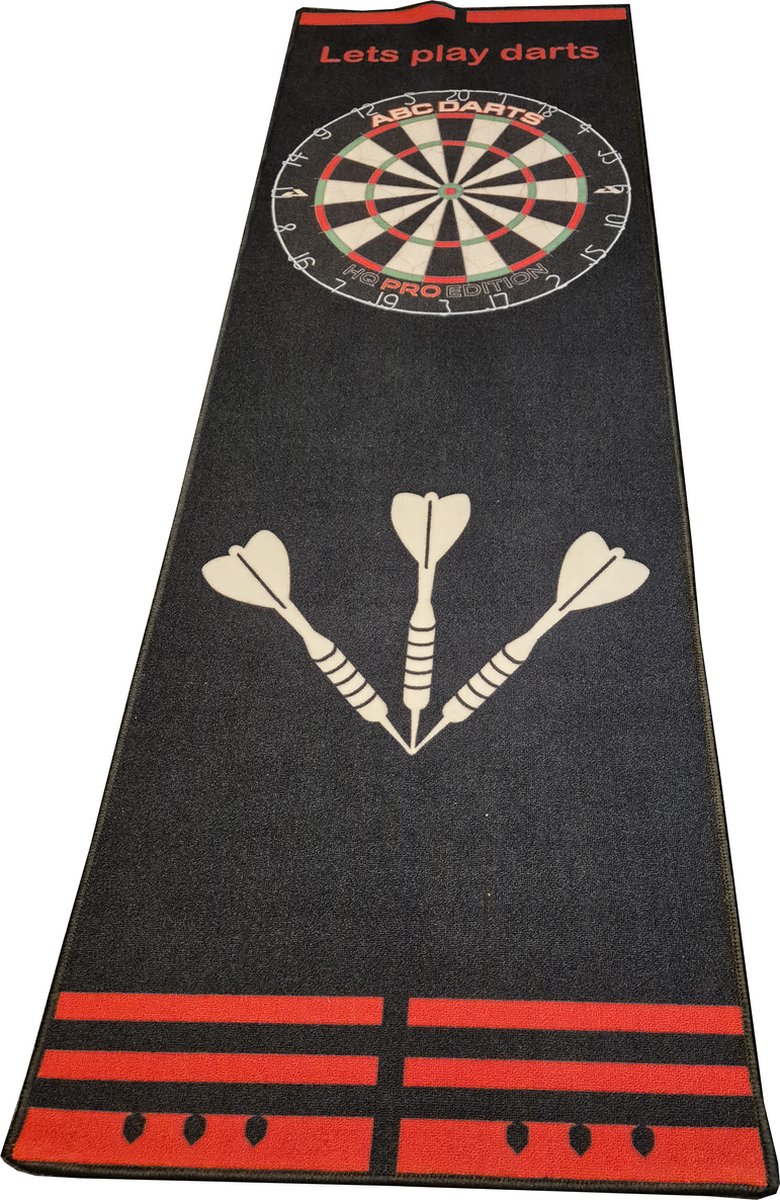 ABC Darts - Dartmat - Antracite Rood - 241 x 80 cm