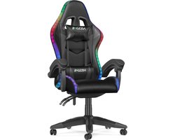 Gaming stoel met LED lichteffecten - Ergonomische Bureaustoel - Verstelbare rugleuning - LED Gaming stoel met lendensteun en hoofdsteun - Zwart
