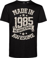T-shirt Made in 1985 | 40 jaar shirt | verjaardag cadeau voor mannen | Zwart | maat L