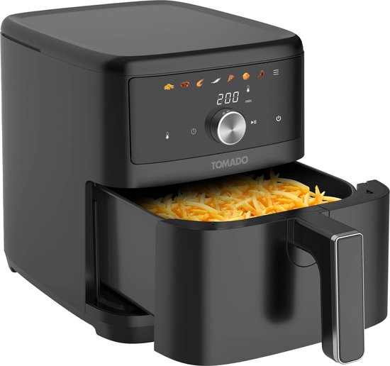Tomado TAF6001B – XXL Airfryer – 6 liter – Hetelucht friteuse – 1000 gr friet – Digitaal display – Zwart