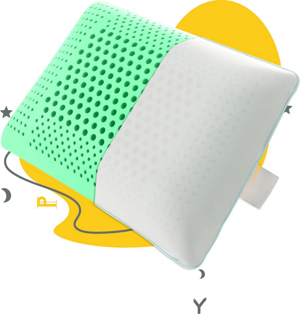 Aromatherapie Serie | Pepermunt - Hoofdkussen - 30 dagen Proefslapen - Hoofdkussen Slaapkamer - Orthopedisch - Ergonomisch - Anti Migraine - Anti Nekklachten - Met Pepermunt Kussenspray | 60x40x16 cm