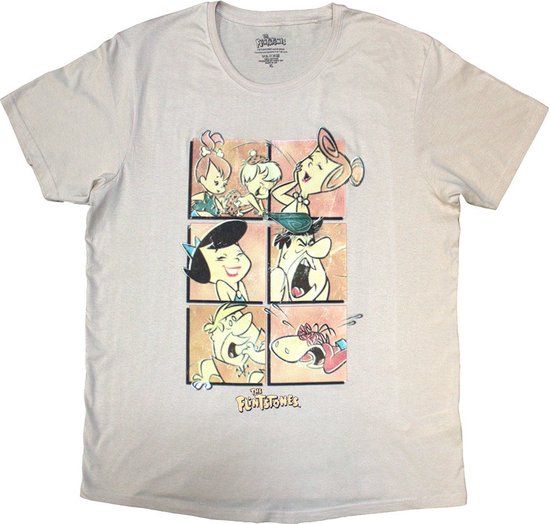 The Flintstones - Flintstones Grid Heren T-shirt - M - Creme