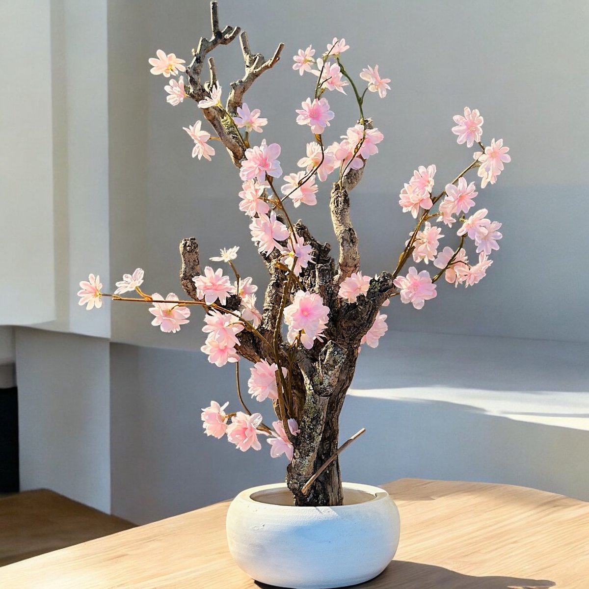 Seta Fiori - Cherry Blossom kunstboom - Echt hout - 50 cm hoog - roze
