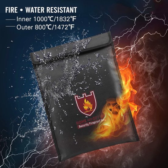 COLCASE Vuurvaste documententas opgewaardeerd 2 zakken (2200 ° F) 15 x 11 inch siliconen gecoate brandwerende en waterdichte tas brandwerende veilige tas opslag voor geld, documenten, sieraden en