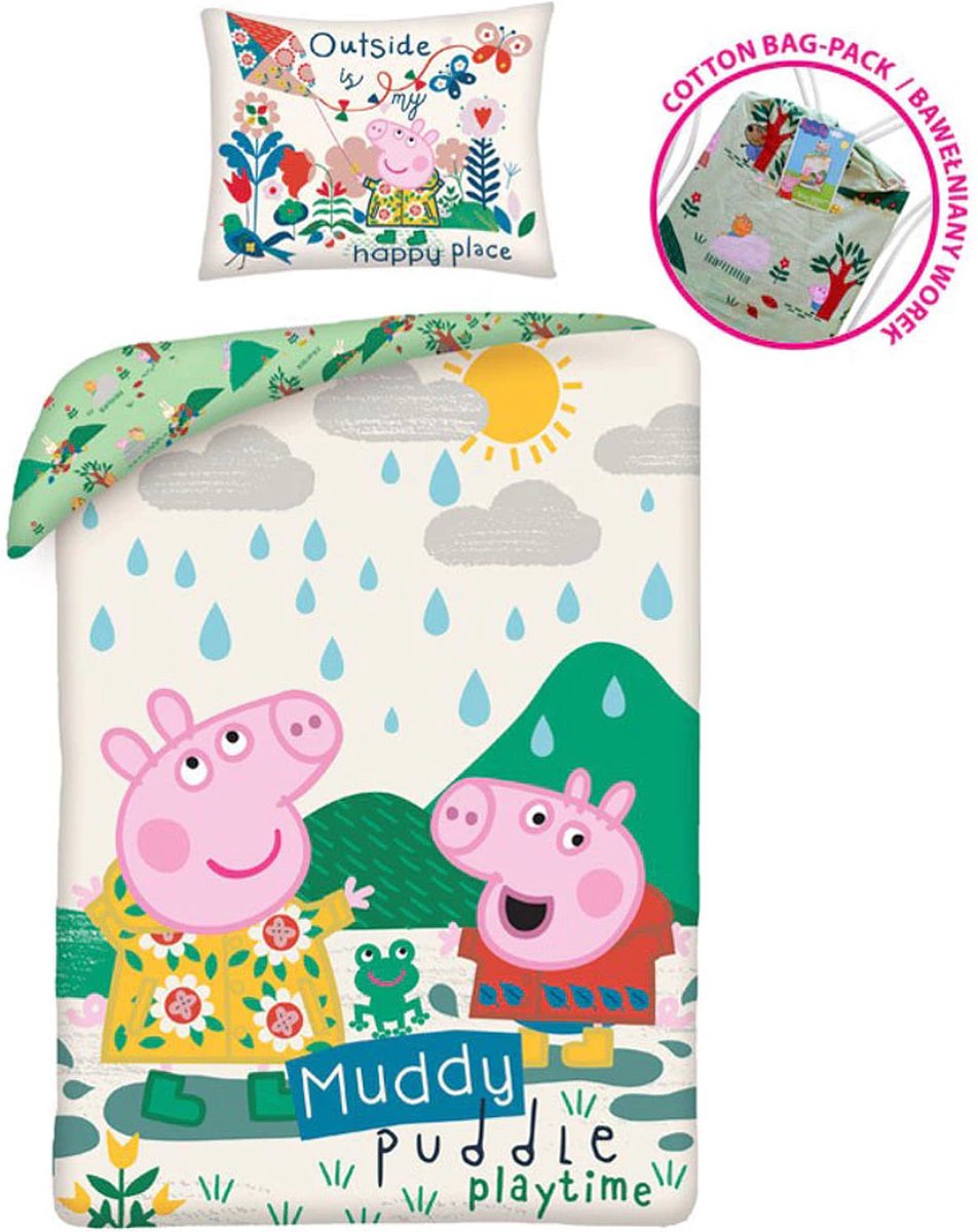 Peppa Pig - bedovertrek - 140×200 cm - 1 persoons - "muddy puddle playtime"