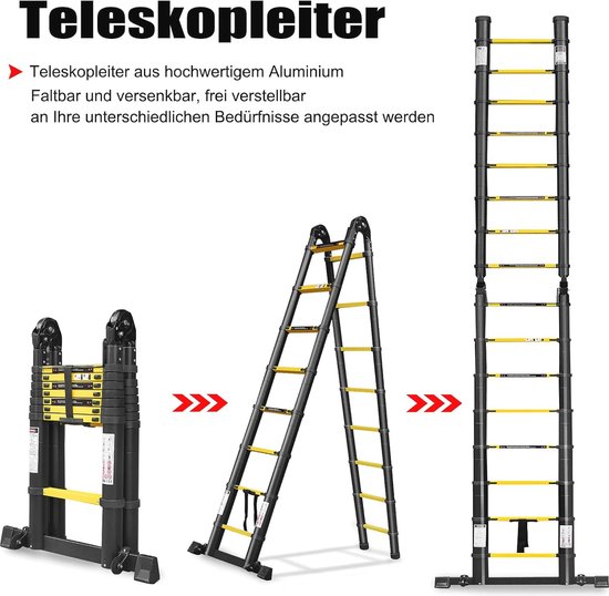 Lospitch Aluminium telescopische ladder, 3,2 m