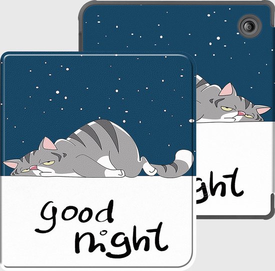 Lunso Geschikt voor Kobo Libra Colour hoes (7 inch) - sleepcover - Lazy Cat van Lunso — afbeelding 3