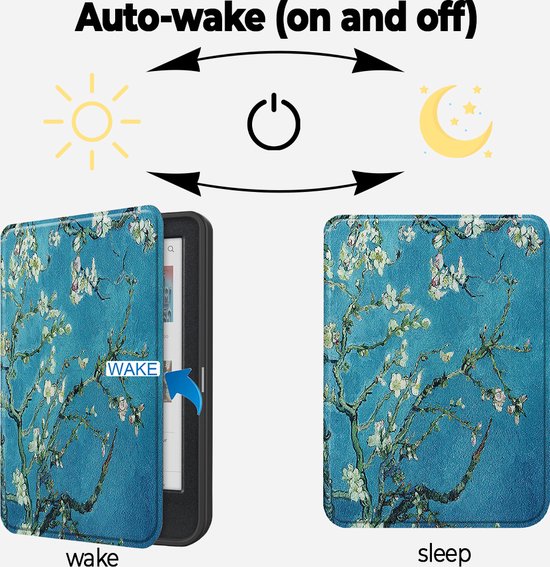 Lunso Geschikt voor Kobo Clara BW / Clara Colour hoes (6 inch) - sleepcover - Van Gogh Amandelbloesem van Lunso — afbeelding 5