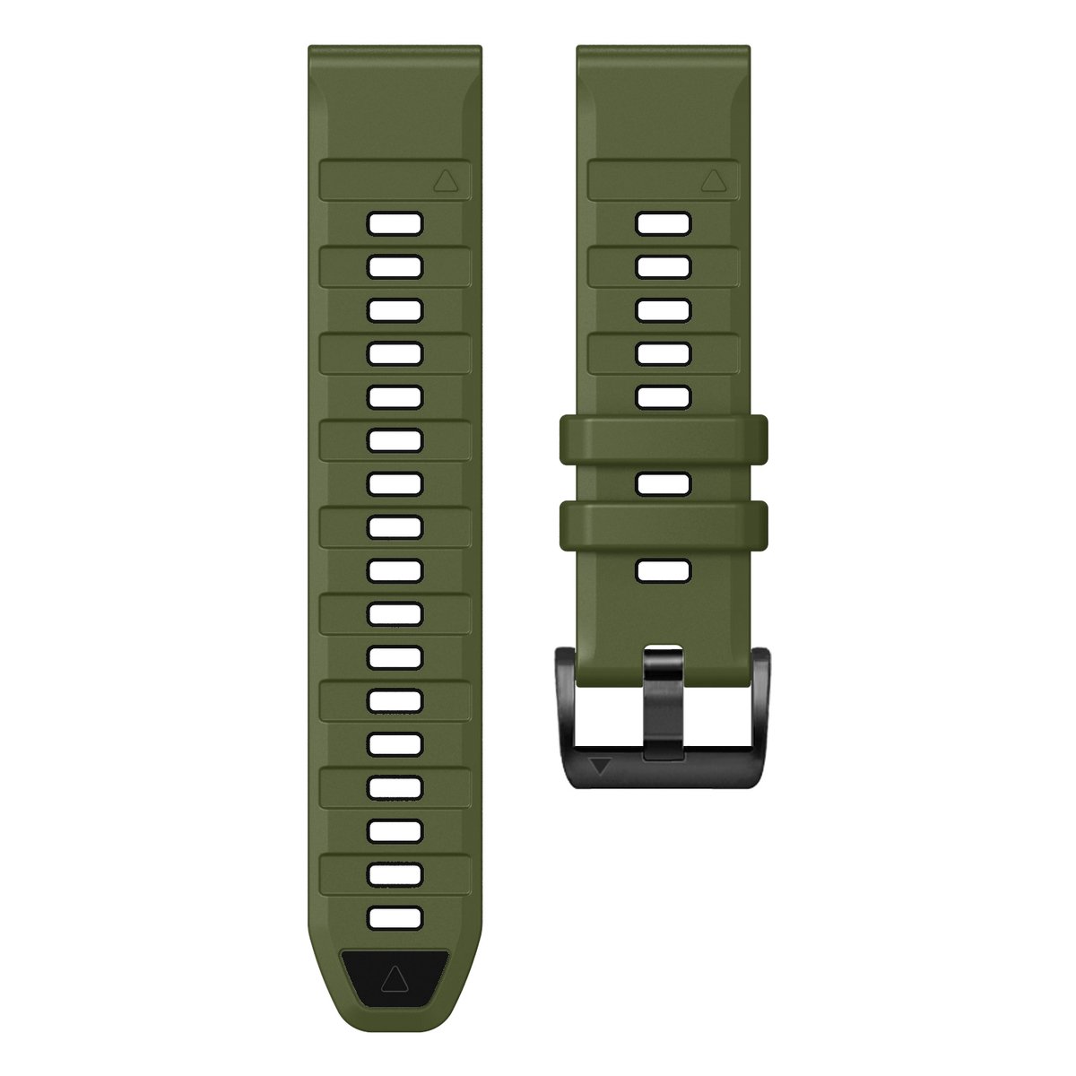 Stravo Siliconen bandje in Fenix 8 Stijl voor Garmin Fenix 5 (Plus)/Fenix 6 (Pro)/Fenix 7 (Pro-Sapphire-Solar)/Fenix 8-47mm/Fenix E-Garmin Epix (Pro) Gen 2-47mm - Quickfit 22 / 22mm band voor Garmin smartwatches - Horlogebandje - Groen/Zwart thumbnail 3