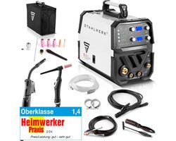 STAHLWERK combinatielasapparaat MTM-200 ST 3-in-1 inertgaslasapparaat | Omvormer met 200 A en synergische draadaanvoer voor TIG | MIG MAG | MMA