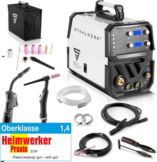 STAHLWERK Schweißgerät 3 in 1 Kombi MTM-200 ST – WIG, MIG/MAG, ARC/MMA-Inverter