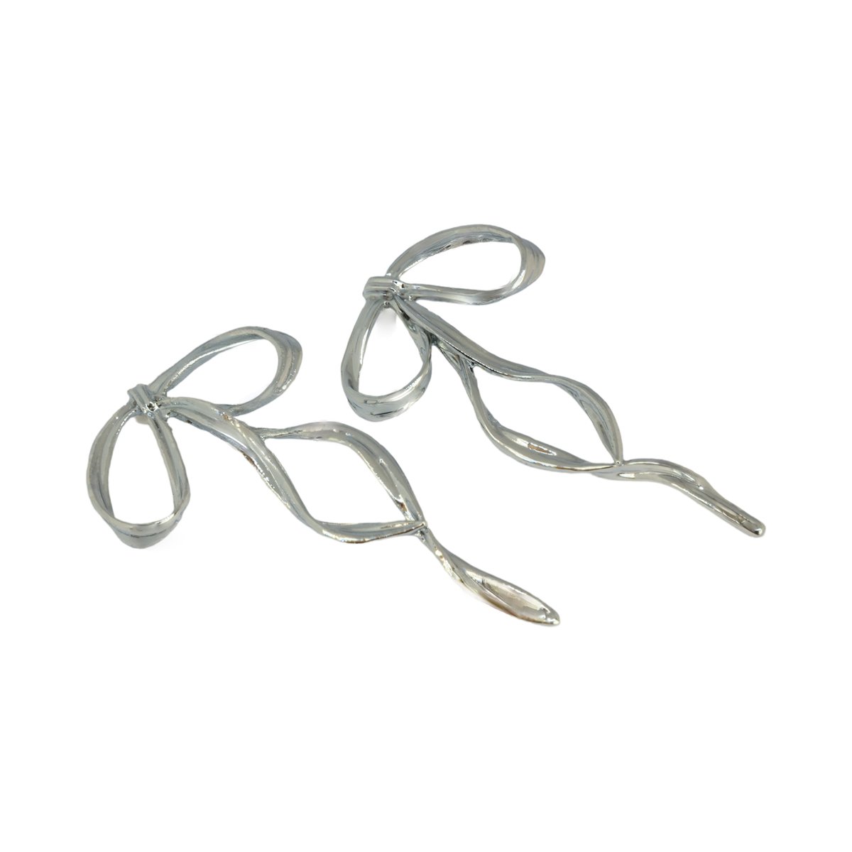 Silver Big Ribbon Earrings