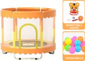 Trampoline - inclusief veiligheidsnet - 150cm - oranje - trampoline voor kinderen - huishoudelijk speelgoed - tot 100kg