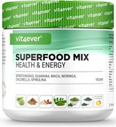 Green Juice Superfoods Mix – 420 gr poeder (shake) – met gerstengras, guarana, maca, chlorella, Spirulina, Moringa – 100% natuurlijke power smoothie – met citroenaroma – veganistisch | Vit4ever