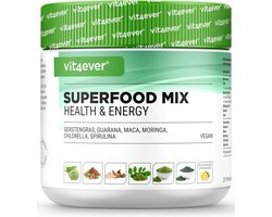 Green Juice Superfoods Mix – 420 gr poeder (shake) – met gerstengras, guarana, maca, chlorella, Spirulina, Moringa – 100% natuurlijke power smoothie – met citroenaroma – veganistisch | Vit4ever