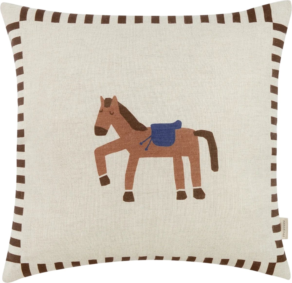 Nobodinoz Vibes Sierkussen - 40x40x8cm - Charcoal Stripes Horse [Beige]