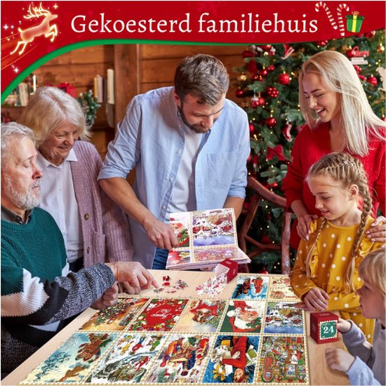 Kerst Puzzel Adventskalender Met 1008 Stukjes En 24 Herbruikbare Doosj Uniek Kerstontwerp Met Poster