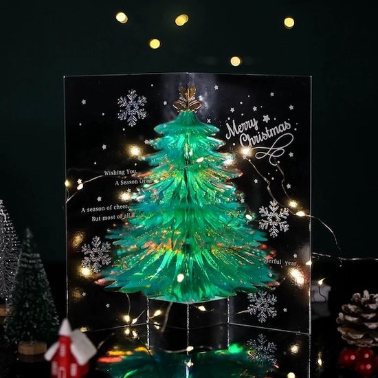 DEESOSPRO Kerstkaart 3D pop-up | grappige kerstwenskaart met design kersthaard | handgemaakte