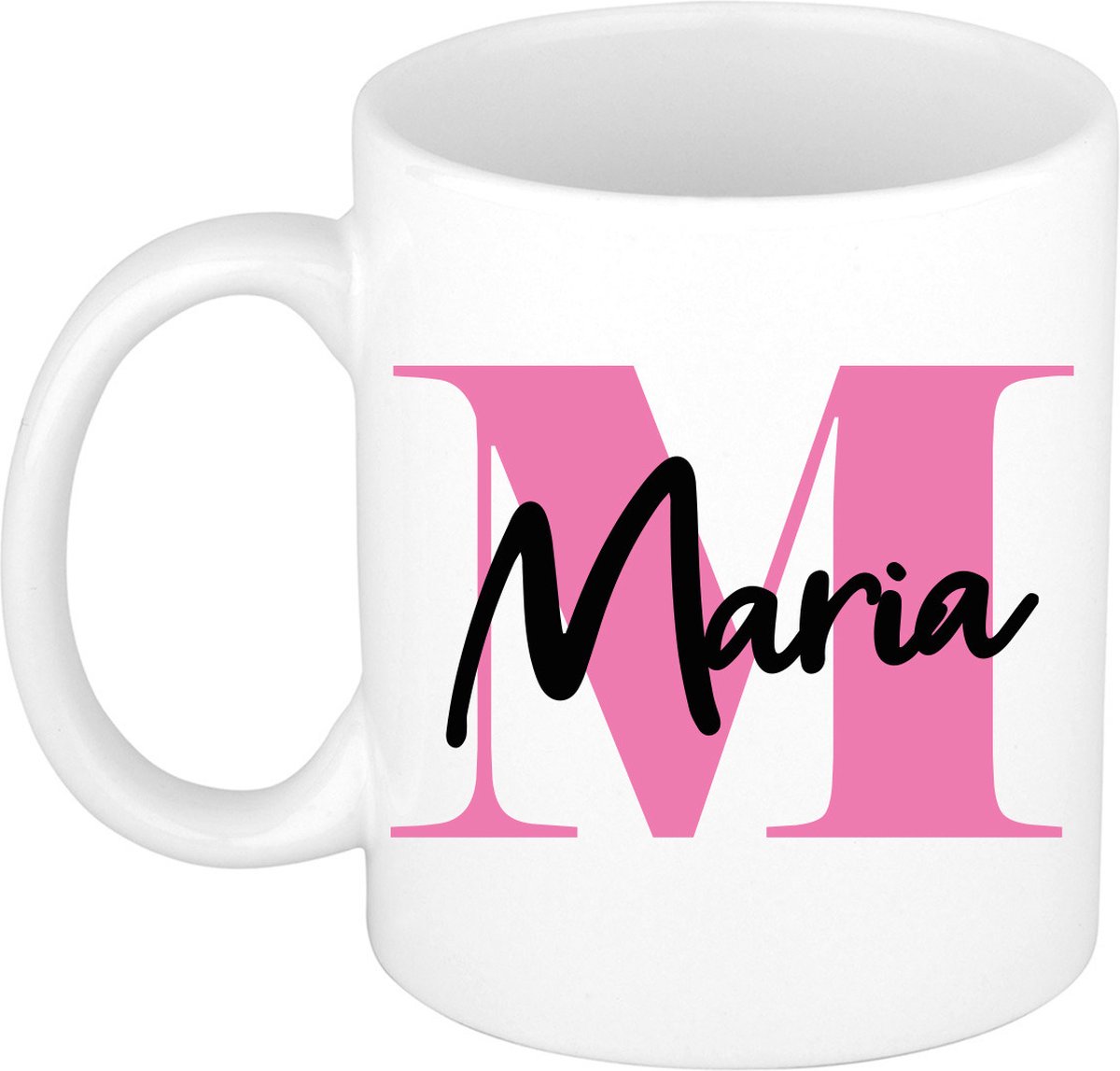 Bellatio Decorations Naam mok Maria - roze - wit - keramiek - 300 ml - cadeau beker