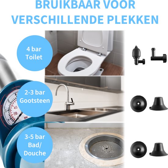 WoonWonder Professionele Luchtdruk Pomp - Riool afvoer ontstoppen - RVS ...