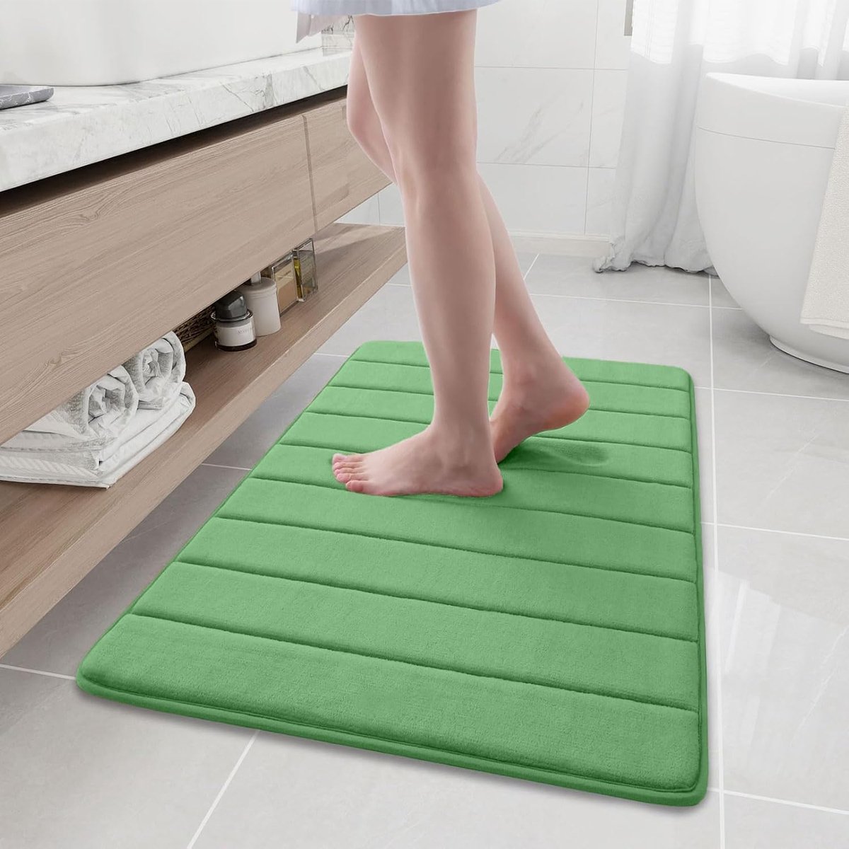 Clord - Badmat - Geheugenfoam - Absorberend - Antislip - Wasbaar 60 x 90 cm Groen