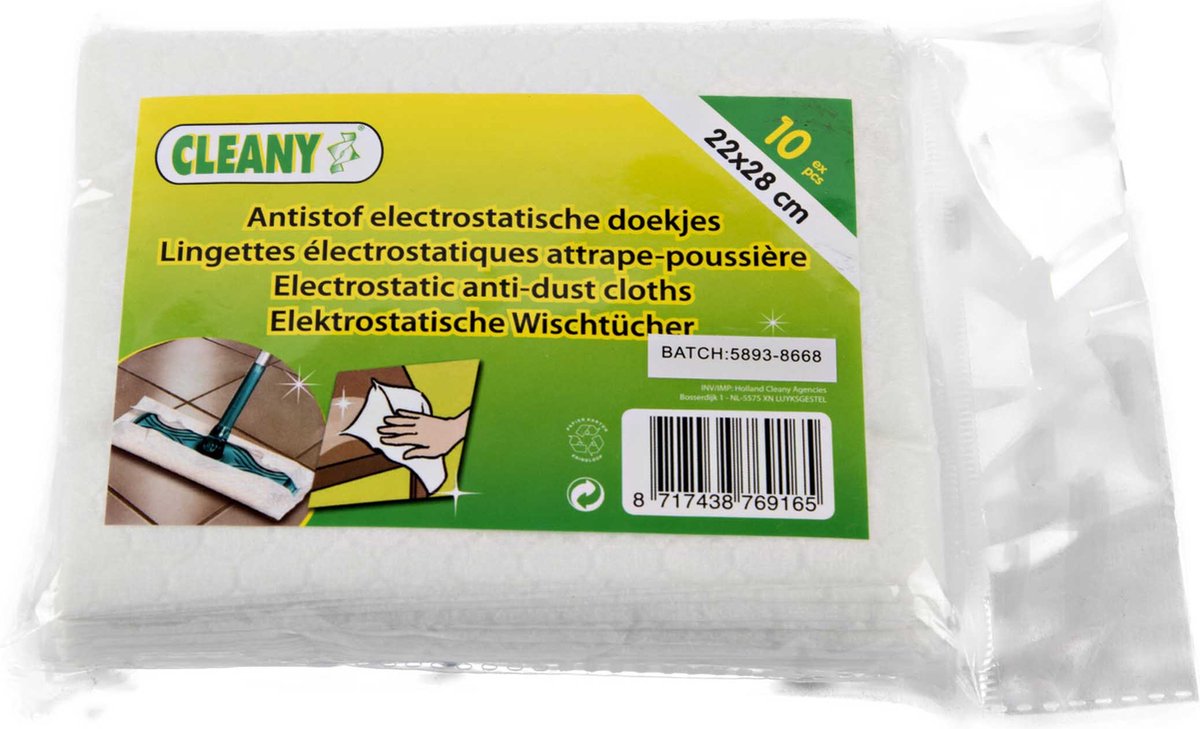 Goedkoopste Cleany Statische Vloer- en stofdoekjes - 22 cm x 28 cm - 4x10 stuks!!