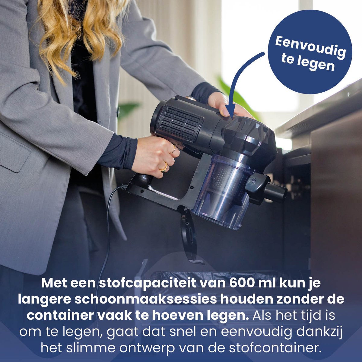 Nexxt 3-in-1 Steelstofzuiger met Snoer – Krachtig & Lichtgewicht – Met Kruimeldief – Voor Snel Dagelijks Schoonmaken - 600Watt – foto 4