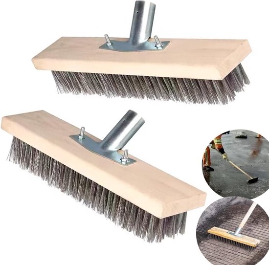 Schoonmaakborstel - Staalborstel - zwembadborstel - 2 stuks - RVS - 30cm - zonder handvat - voor het verwijderen van algen, vlekken van Schoon — afbeelding 5