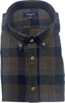 Pre End - Overhemd heren - flanel - dark brown - geruit - maat XL