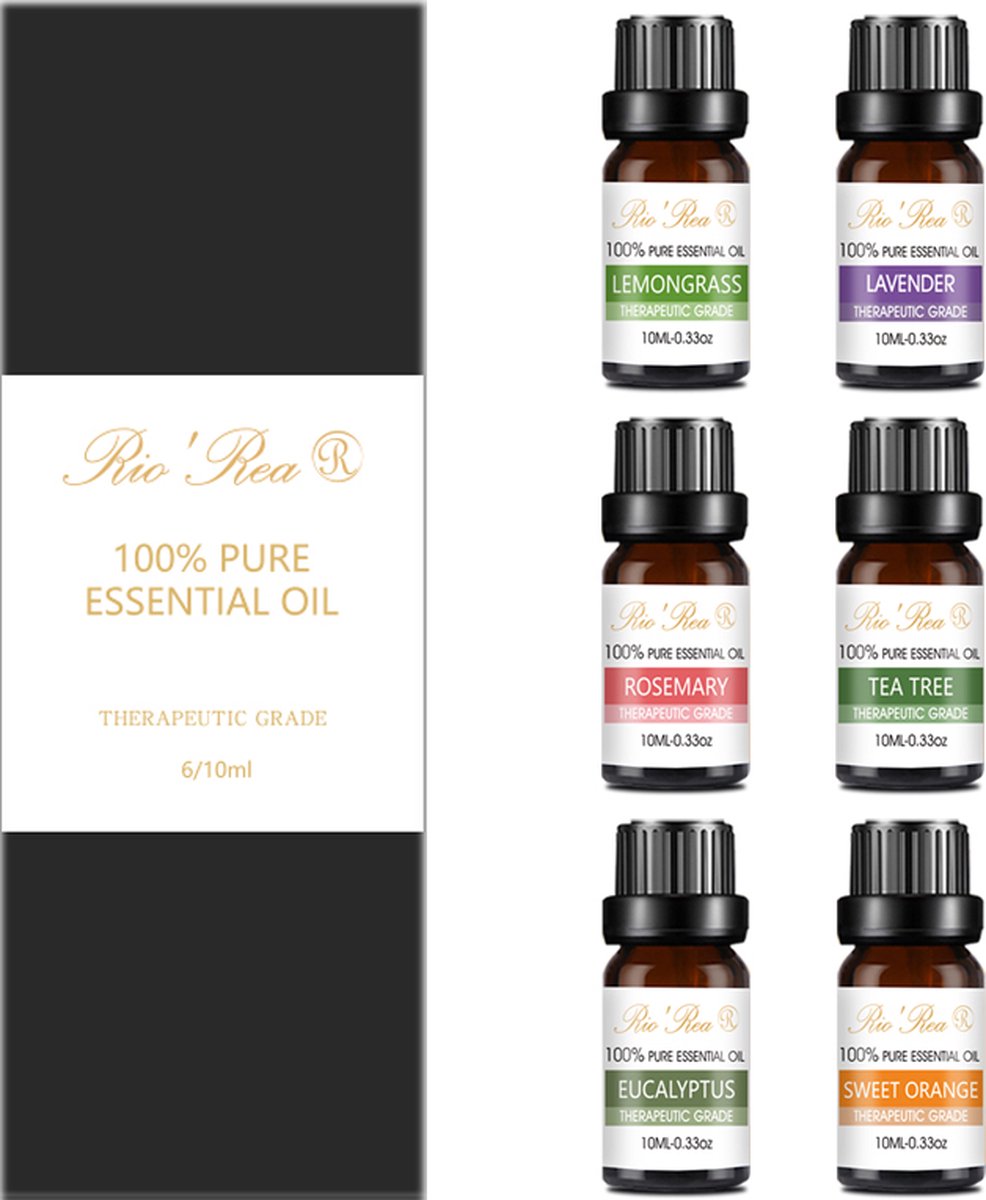 Goedkoopste Rio'Rea Etherische oliën 6 stuks - 100 puur en natuurlijk - Geschikt voor alle Aroma diffusers