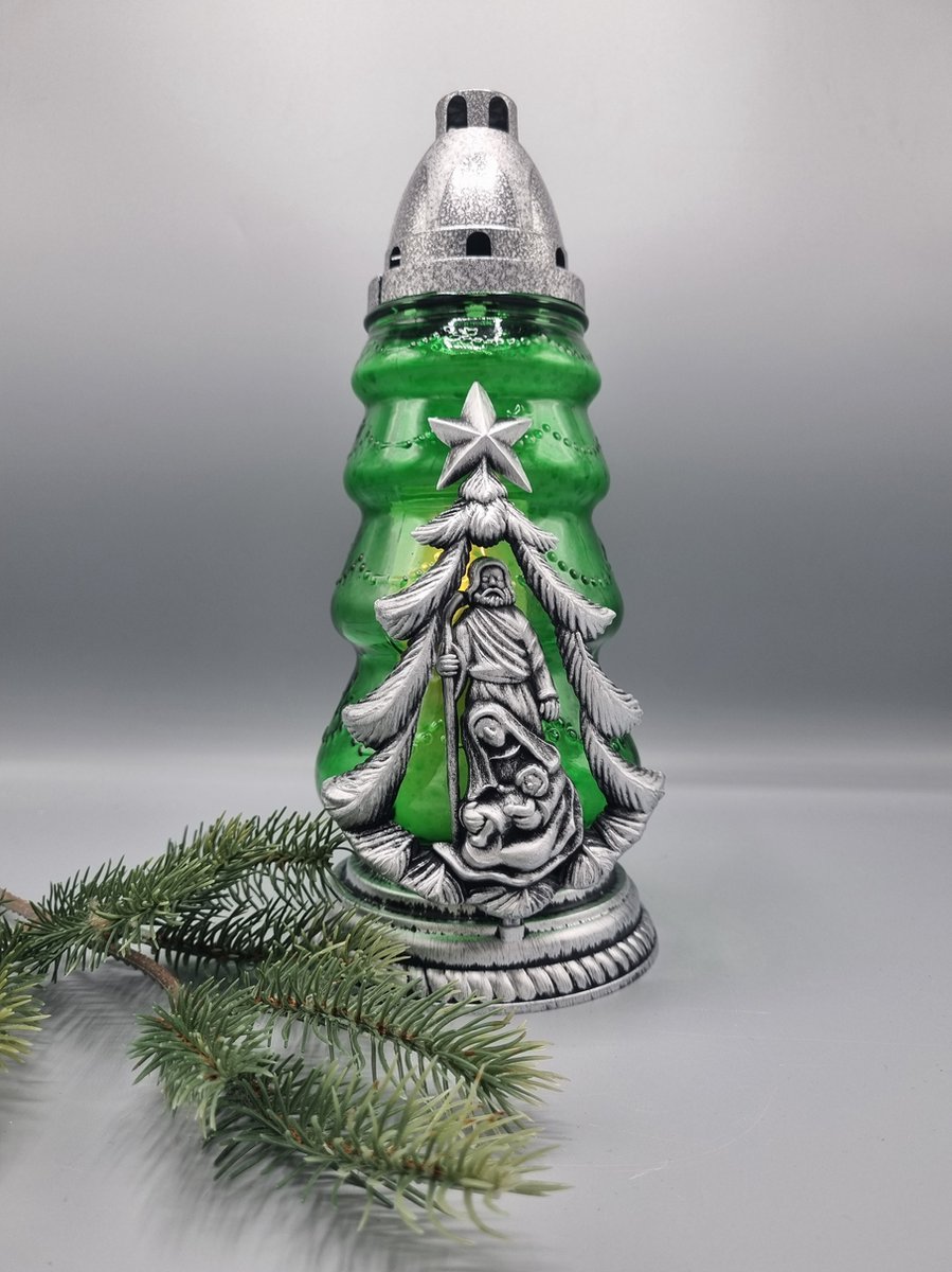 Lubema Herdenkingslicht - R34s - Kerstboom - Kerststal - Zilver - Kerst - Grafkaars – Graflicht – Graflantaarn – Grafdecoratie - Windlicht