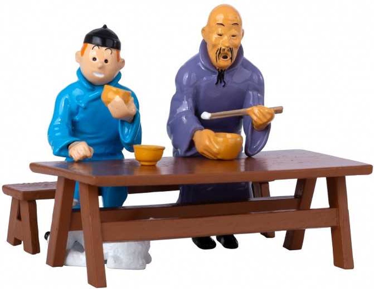 Tintin kuifje metalen scene - Ontbijt de blauwe lotus