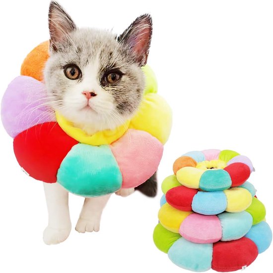 Huisdierhalsband - Katrevalidatiekraag - Kraag Katoen - Kat Puppy Konijn - Verstelbare halsband - Schattige bloem Huisdierbeschermingskraag - Kleur (L)