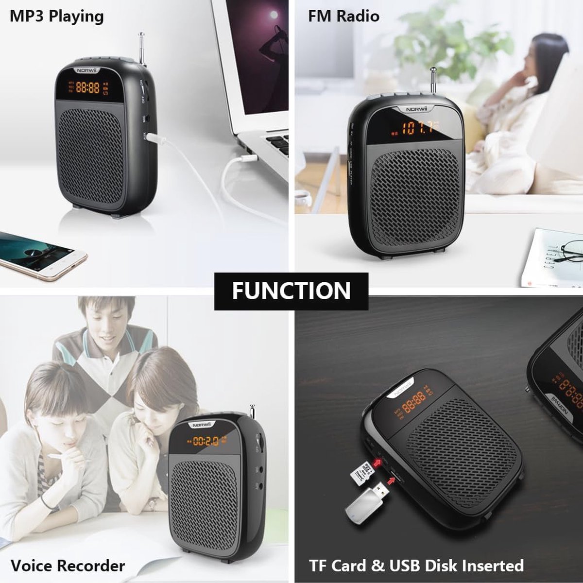 25 W spraakversterker met draadloze microfoon, draagbare spraakversterking van het bluetooth-systeem Mini Pa met geluid, oplaadbare microfoon, 4000 mAh, voor leraren/ouderen enz 25 W spraakversterker met draadloze microfoon, draagbare spraakversterking van het bluetooth-systeem Mini Pa met geluid, oplaadbare microfoon, 4000 mAh, voor leraren/ouderen enz