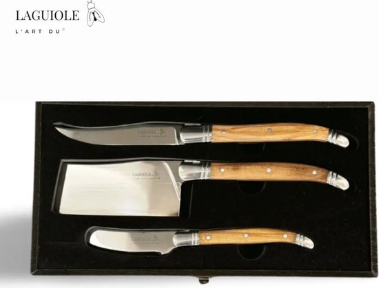 Set Couteaux Laguiole L'art du Fromage | dans une boîte cadeau de luxe | Bois d'olivier