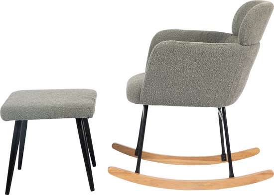 SONGMICS HOME Fauteuil à Bascule Blanc Crème, 160 kg, 4 Positions