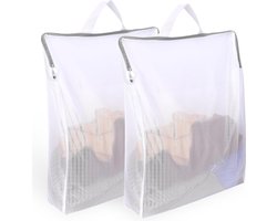 Waszakjes 2 Stuks- Waszakken - Wasnetten - Waszakjes Met Rits - Bescherm Je Wasgoed En Wasmachine - 50x40x10 Cm - Wasnet Groot - Mesh Waszakken Met Ritssluitingen - Herbruikbare Waszak Met Handvat - Voor Thuis, Slaapzaal, Hotel, Reizen