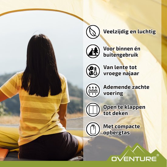 Oventure SleepPlus slaapzak - 190 x 80 cm - 3-seizoenen slaapzak - Comfortabel tot 8 °C - Voor kamperen, logeren en festivals - Zacht en luchtig materiaal - Geschikt voor volwassenen en kinderen - Met draagtas - Zwart van Oventure — afbeelding 4
